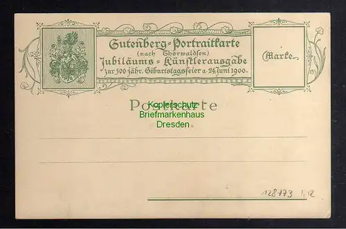 128773 AK Mainz Gutenberg Portraitkarte n. Thorwalden 1900 Gedenkkarte 500 Jahre