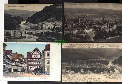 128716 7 AK Hann. Münden 1902 Weserblick Panorama Marktplatz