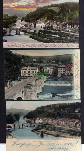 128716 7 AK Hann. Münden 1902 Weserblick Panorama Marktplatz