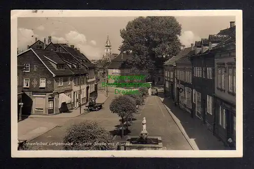 128733 AK Langensalza Lange Straße mit Brunnen Bäckerei Konditorei Böhm 1939