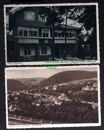 128818 2 AK Bad Gottleuba Städtisches Berghotel 1947 Panorama 1943