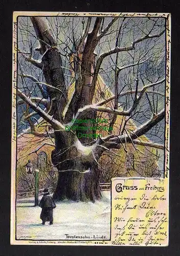 128912 AK Freiberg Sa. 1901 Torstensohn Linde Künstler Karte No. 4