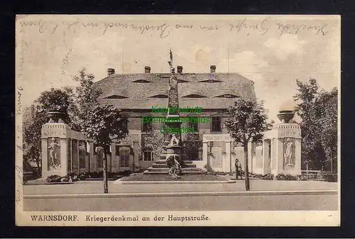 128967 AK Varnsdorf Warnsdorf 1920 Kriegerdenkmal an der Hauptstraße