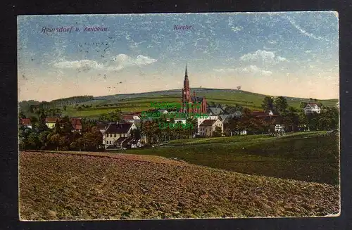 128982 AK Reinsdorf bei Zwickau Kirche Panoramaum 1920