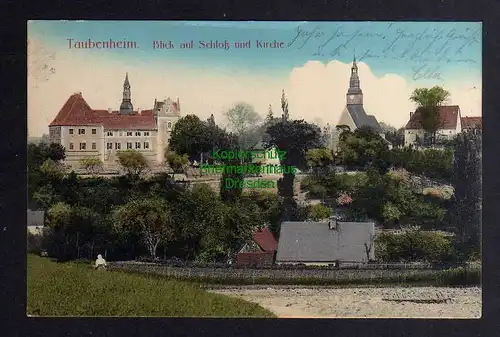 129039 AK Taubenheim Amtsh. Meissen Blick auf Schloss und Kirche 1917