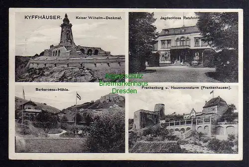 129146 AK Kyffhäuser 1910 Barbarossahöhle Jagdschloss Ratsfeld Frankenburg