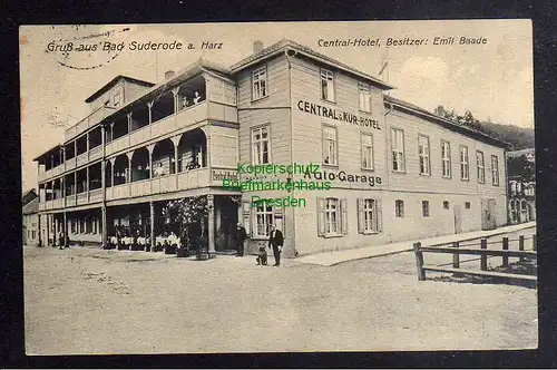 129026 AK Bad Suderode a. Harz 1912 Central Hotel Emil Baade