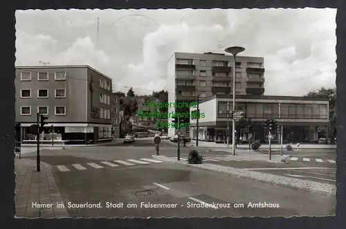 128566 AK Hemer Sauerland Stadt am Felsenmeer Straßenkreuz am Amtshaus 1966