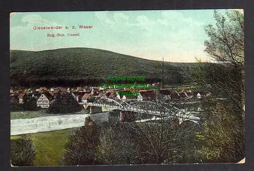 128621 AK Gieselwerder an der Weser Reg.-Bz. Cassel Weser Brücke Panorama 1911