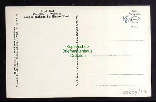 128639 AK Langenlonsheim Nahe Luftbild Fliegeraufnahme Fotokarte Hotel Jöst