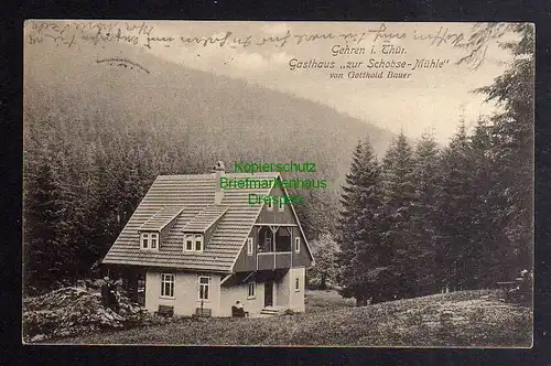 128392 AK Gehren Thür. Gasthaus zur Schobse Mühle 1915