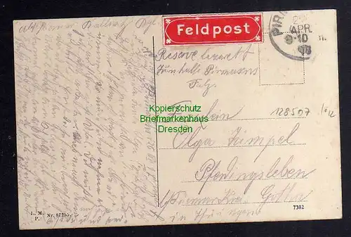 128507 AK Pirmasens 1917 Turnhalle Feldpost mit Aufkleber in rot