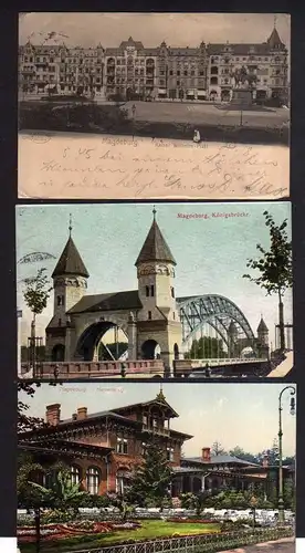 110597 3 AK Magdeburg Kaiser Wilhelm Platz 1902 Königsbrücke 1908 Herrenkrug