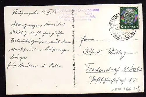 110766 AK Kleinaupa Sudetenland Mohornmühle Riesengebirge Fotokarte 1939 Winter