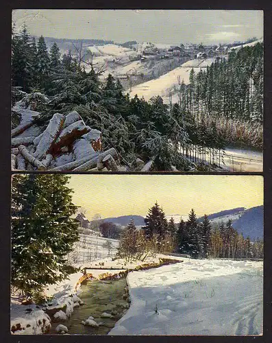 110188 6 AK Kipsdorf 1912 Geising Altenberg Der Tiefe Bach 1917 Winterbild Schn