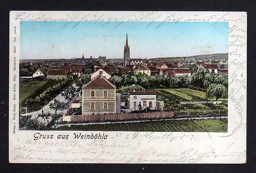 110563 AK Weinböhla 1902 Straße Haus mit Garten Kirche