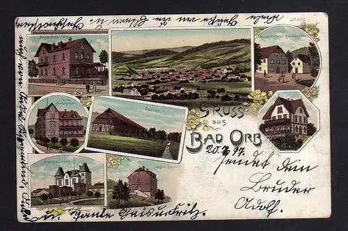 109636 AK Bad Orb Litho 1897 Bade Hotel Saline Küppelsmühle Pension Bernhard Kin