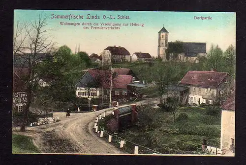 108912 AK Niederlinda Linda O.-L. Schlesien Nieder Linde 1910 Ort Kirche Dorfstr