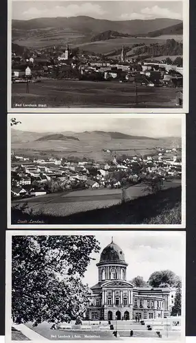 107567 3 AK Bad Landeck Stadt Fotokarte 1928 Glatzer Bergland Marienbad Feldpost