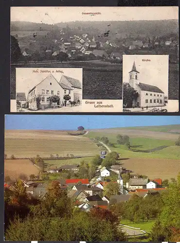 107806 2 AK Leibenstadt 1919 Kirche Gasthaus zum Adler Hch. Jlzhöfer