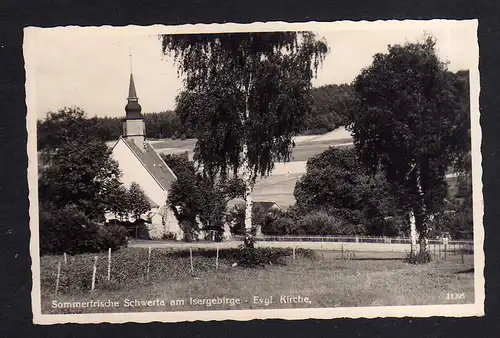 107671 AK Schwerta am Isergebirge um 1930 Fotokarte Evgl. Kirche