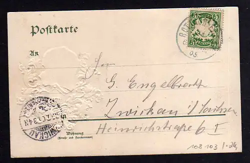 108103 AK München 1905 Studentika 20. Stiftungsfest Sincere et Constanter Wappen