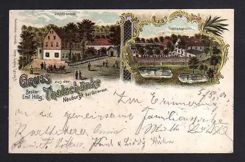 107164 AK Neubrugk bei Gittersee Litho 1901 Restaurant Thalschänke