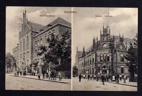 106395 AK Graudenz Grudiaz 1915 Oberrealschule Kaiserl. Postamt