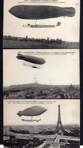 106611 3 AK Frankreich um 1910 Pionierluftfahrt Zeppelin Le Dirigeable Ville de