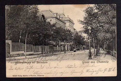 103777 AK Chemnitz 1905 Wielandstrasse mit Realschule