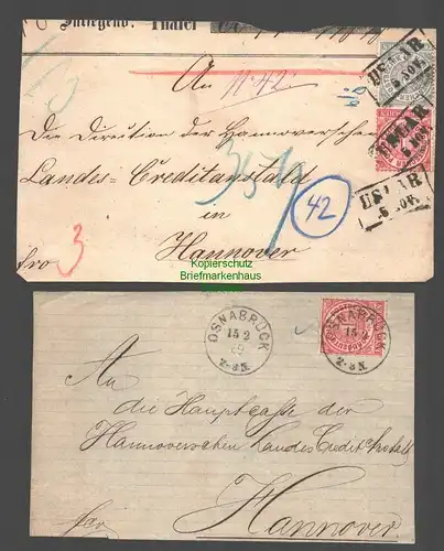 B7815 NDP Briefvorderseiten Uslar und Osnabrück 1869