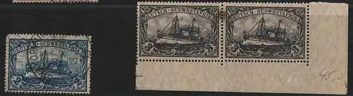 B4300 DSW Deutsch Südwestafrika 30 A gestempelt Swakopmund 1913 + 2x 31 B **