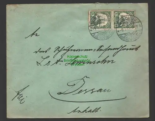 B7399 Brief Windhuk Deutsch Südwestafrika 1909 an Versandhaus Lewinsohn Dessau