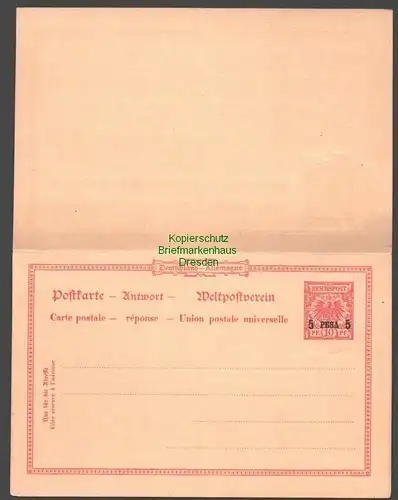 B7836 Deutsch Ostafrika DOA Ganzsache Doppelkarte 1192f Bagamoyo 1895