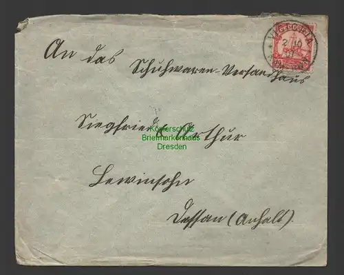 B7369 Brief Duala Kamerun 1907 an Schuhwaren Versandhaus Lewinsohn Dessau