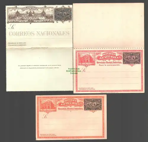 B7806 3x Ganzsache Guatemala 1897 postal stationary