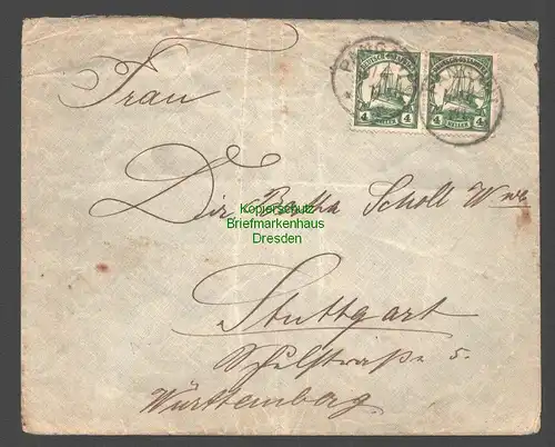 B7861 Deutsch Ostafrika DOA Brief Pangani 1911 nach Stuttgart