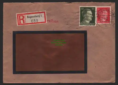 B9662 R-Brief Gebr. Hörmann A.-G. Regensburg 1 Brüder Buchner 1943