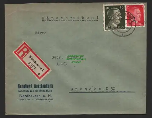 B9628 R-Brief Gebr. Hörmann A.-G. Nordhausen 1 c Bernhard Gerstenkorn  1943