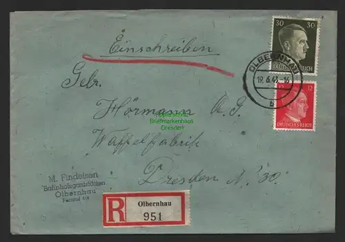 B9638 R-Brief Gebr. Hörmann A.-G. Olbernhau Findeisen 1943 Bahnhofsgaststätten