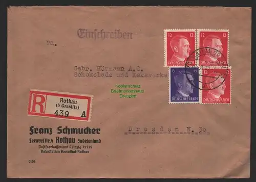 B9679 R-Brief Gebr. Hörmann A.-G. Rothau (b Graslitz) A Franz Schmucker  1942