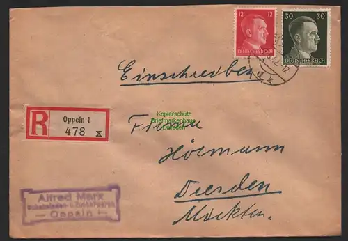 B9643 R-Brief Gebr. Hörmann A.-G. Oppeln 1 x 478  Alfred Marx 1942 Schokoladen