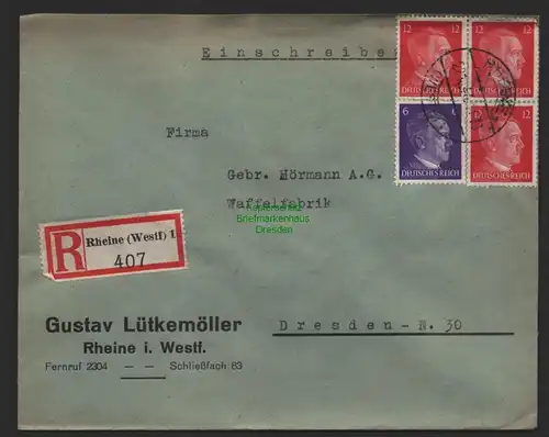 B9671 R-Brief Gebr. Hörmann A.-G. Rheine (Westf) 1 Gustav Lütkemöller  1943