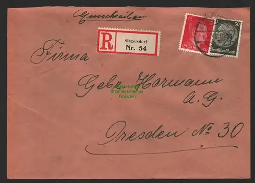 B9736 R-Brief Gebr. Hörmann A.-G. Siegelsdorf A. Scheller 1943