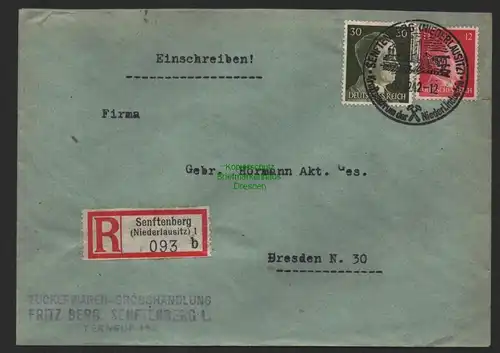 B9735 R-Brief Gebr. Hörmann A.-G. Senftenberg Niederlausitz 1 b Fritz Berg 1942