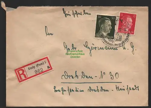 B9750 R-Brief Gebr. Hörmann A.-G. Stolp (Pom) 1 962 Tengelmann 1942 Kaffee