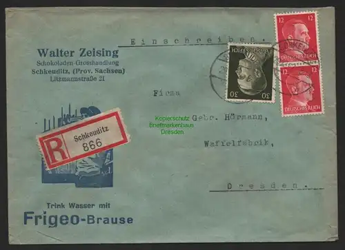 B9707 R-Brief Gebr. Hörmann A.-G. Schkeuditz Walter Zeising 1942 Schokoladen