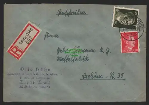 B9770 R-Brief Gebr. Hörmann A.-G. Triptis (Thür) Otto Höhn 1943 Thams & Garfs