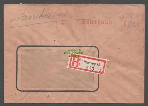 B9415 R-Brief Gebr. Hörmann A.-G. Hamburg 12 r 340 1943