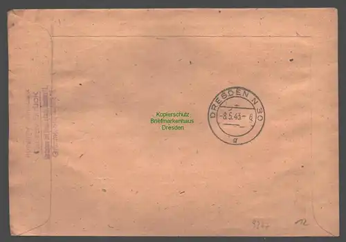 B9377 R-Brief Gebr. Hörmann A.-G. Grimma a 1943 Gustav Struck Hamburger Kaffee